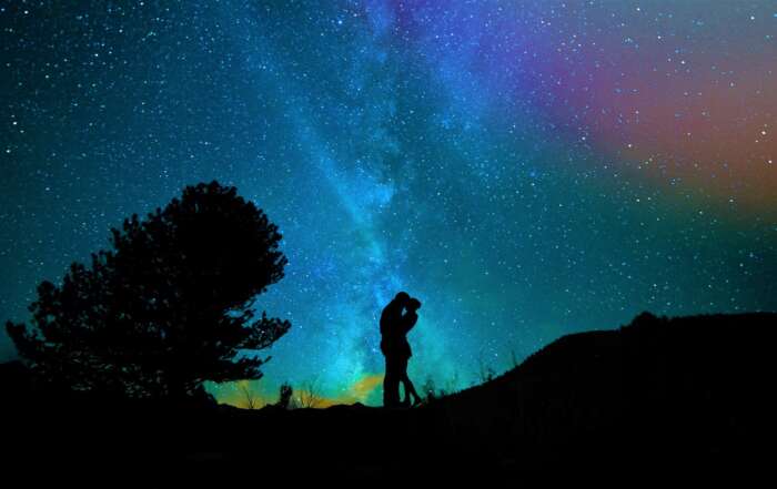 lovers under starry sky