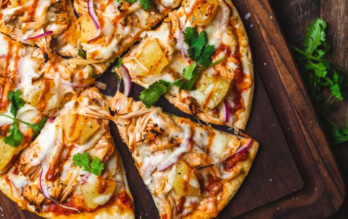 Grilled Chicken Teriyaki Pizza with Pineapple & Cilantro: A Tropical Twist! teriyaki-chicken-pizza-pineapple-cilantro