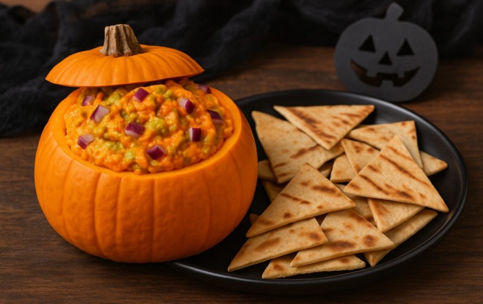 Guac the Party! Make This Spooky-Fun Pumpkin Guacamole Appetizer for Halloween Pumpkin Guacamole Halloween Recipe