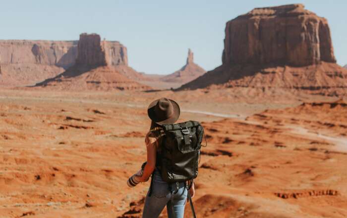 single woman backpacking