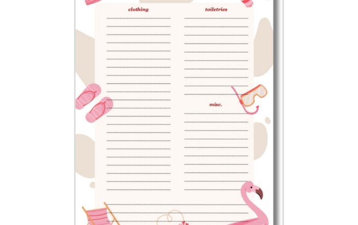 Travel Packing Checklist Beach - printable Travel Packing Checklist beach