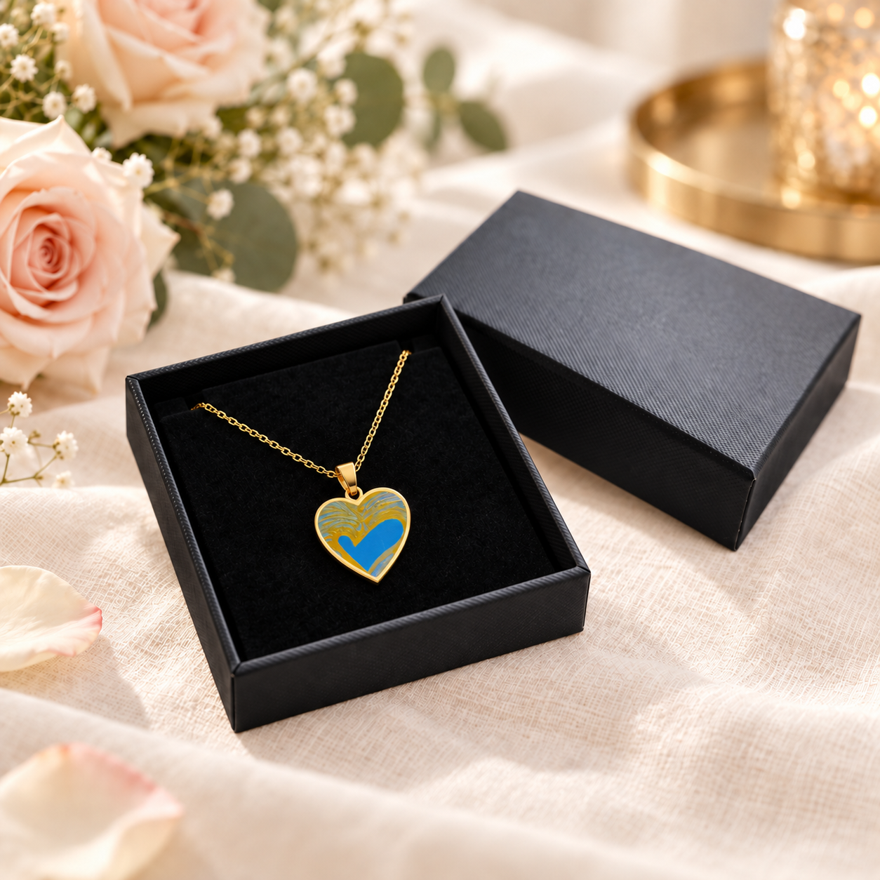 Heart Pendant Necklace "Gold Heart" - Image 3
